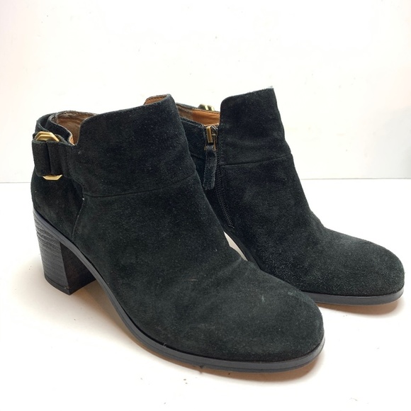 FRANCO SARTO Black Genuine Suede Booties Boots 6.5 - Picture 1 of 12